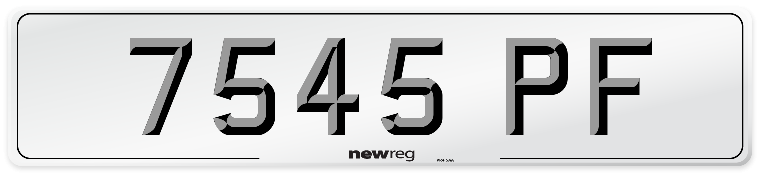 7545 PF Number Plate from New Reg